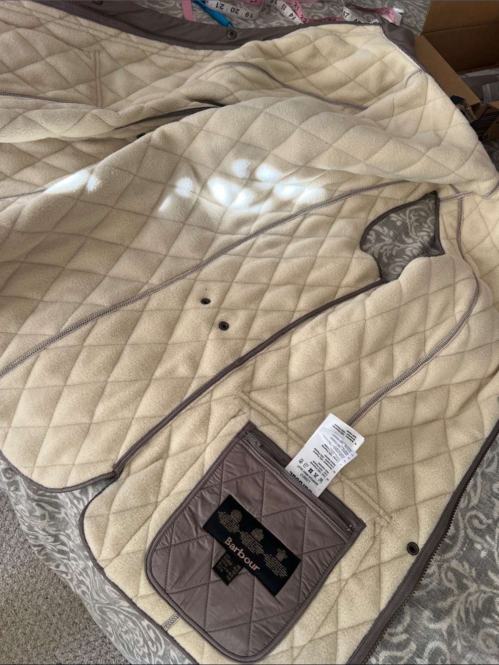 Barbour Wray Gilet Vest Quilted Khaki Quilted Fleece Lined Women's 12 - Picture 8 of 10